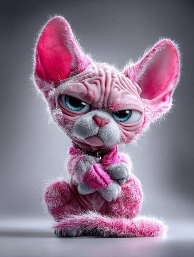 Růžová sfinga 60x80cm(teplákovina panel)