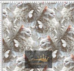 Krémové kočky s motýlky (teplákovina)